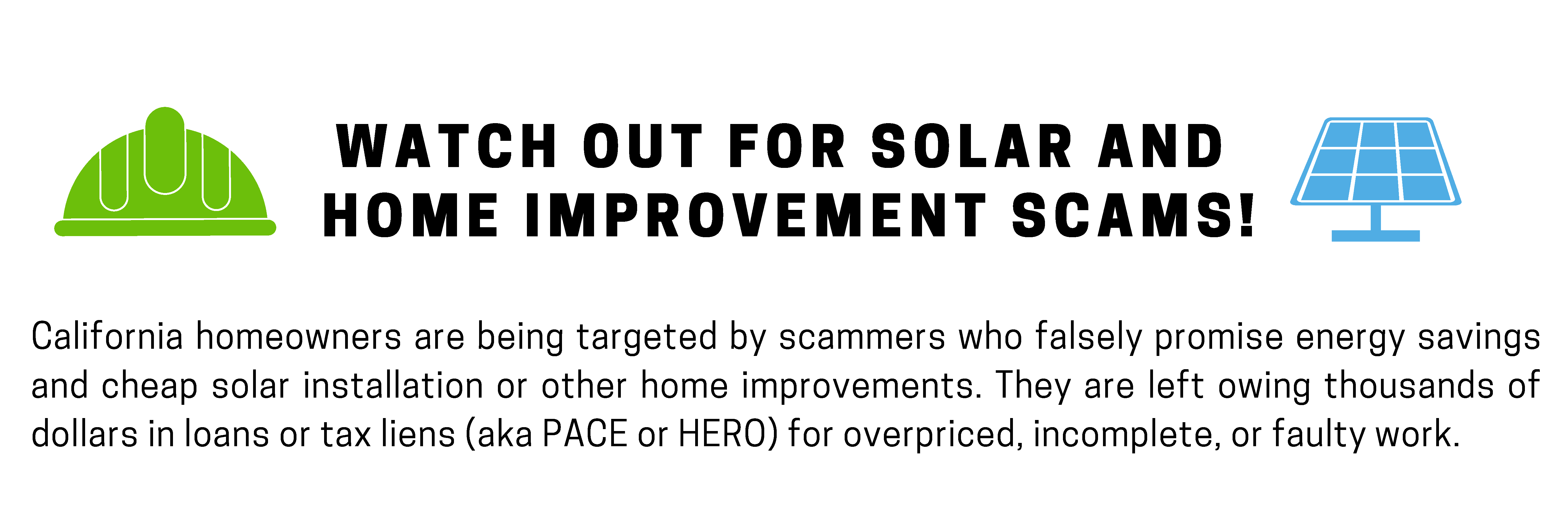 Downloadable about scams involving solar panel installation and other home improvements